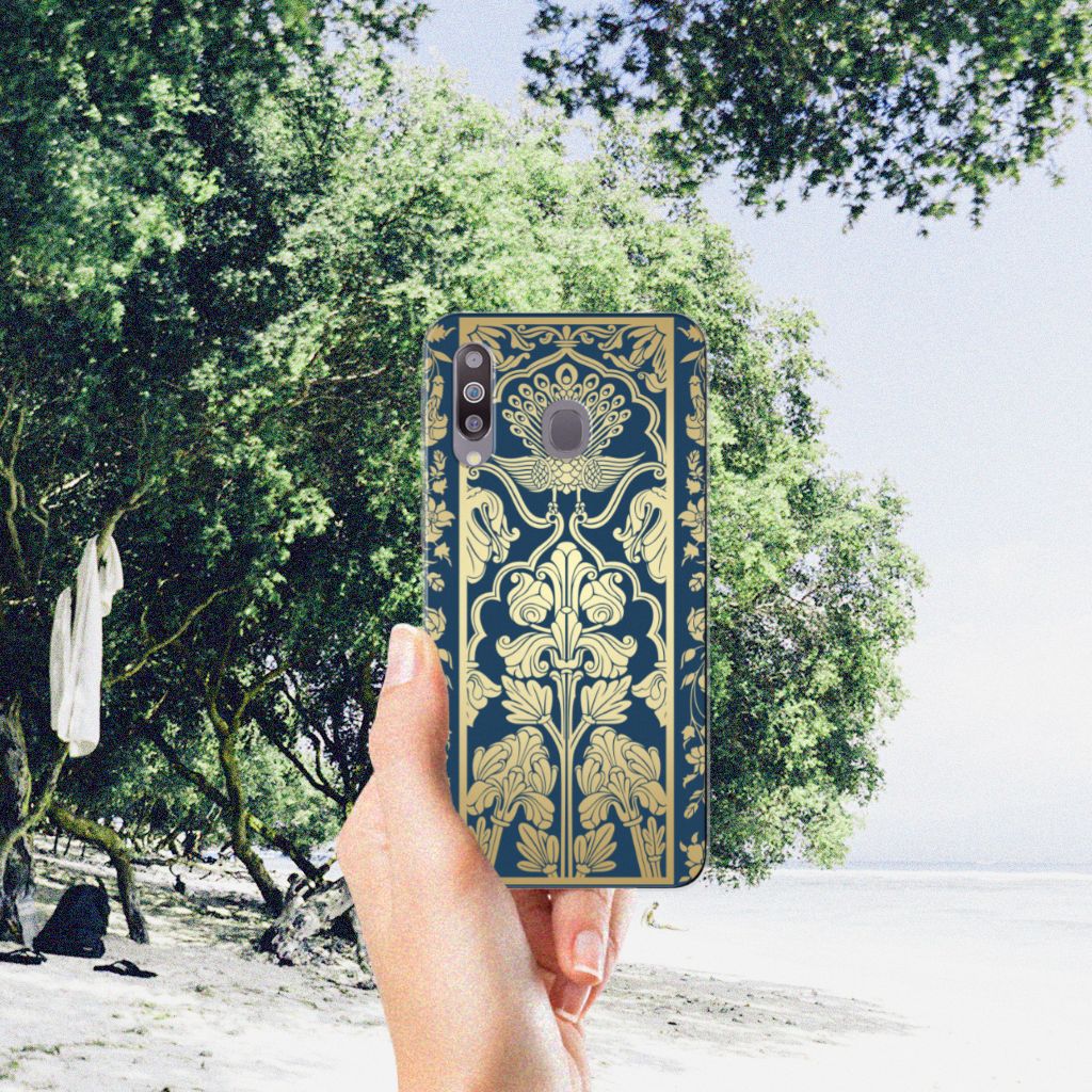 Samsung Galaxy M30 TPU Case Beige Flowers