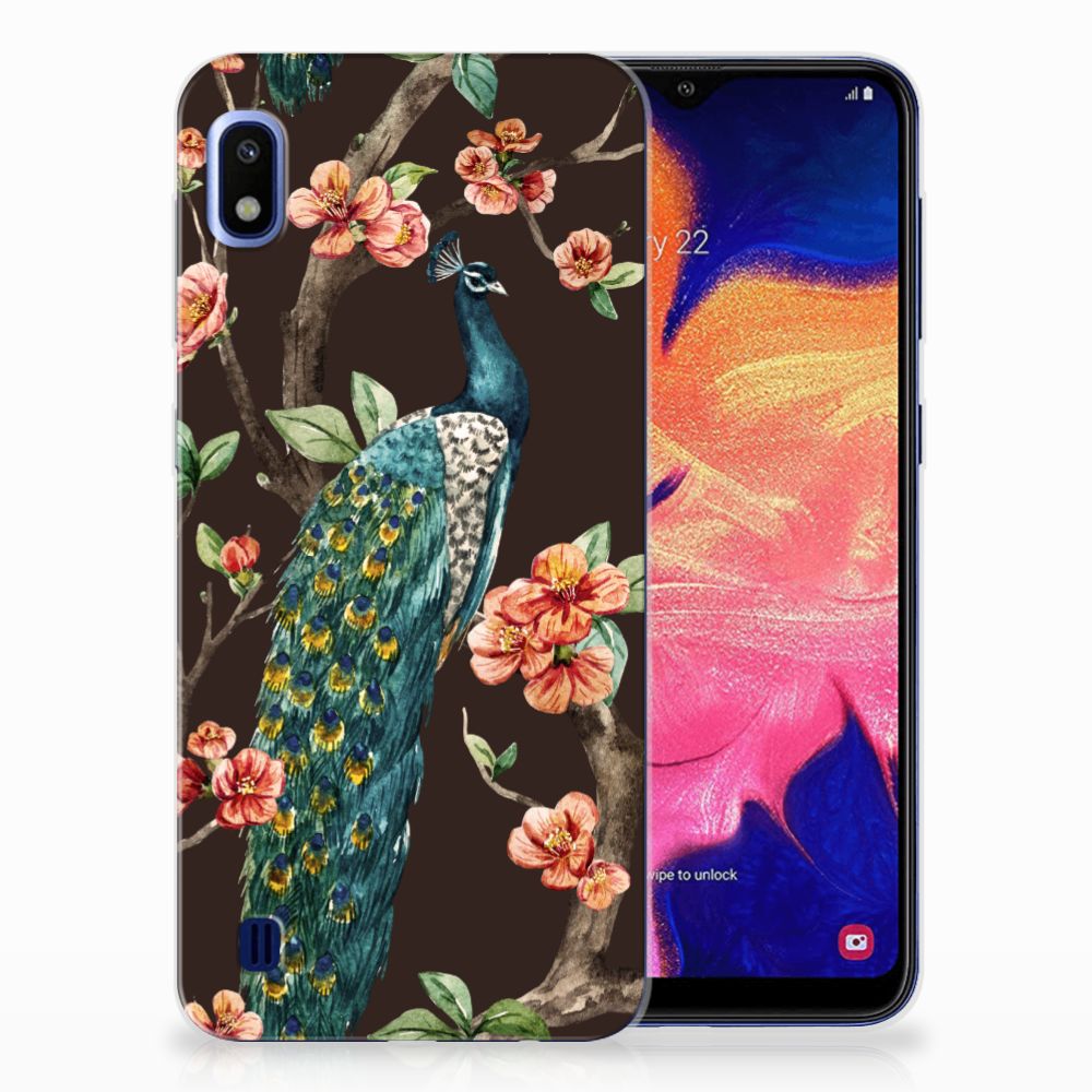Samsung Galaxy A10 TPU Hoesje Pauw met Bloemen