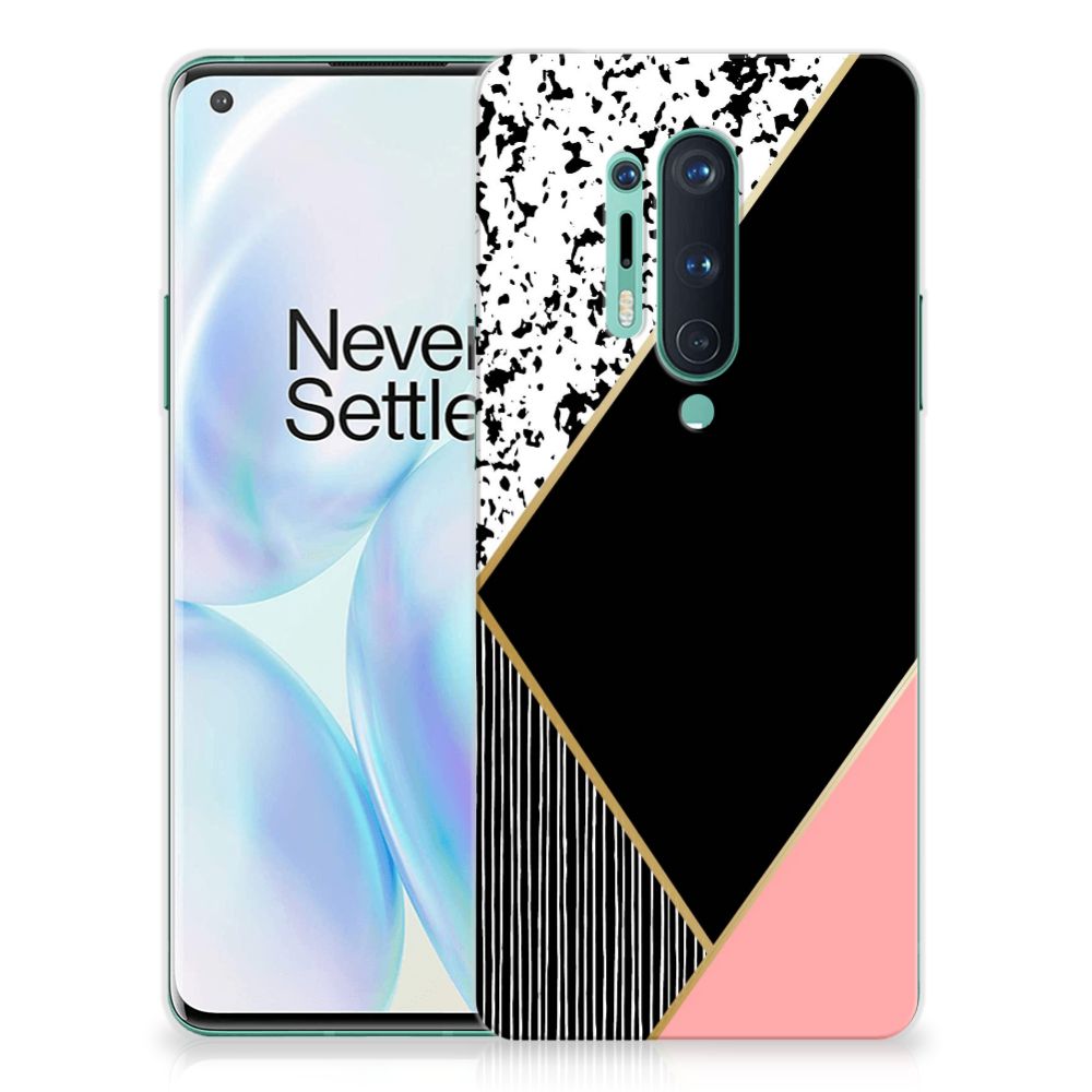 OnePlus 8 Pro TPU Hoesje Zwart Roze Vormen B2C Telecom