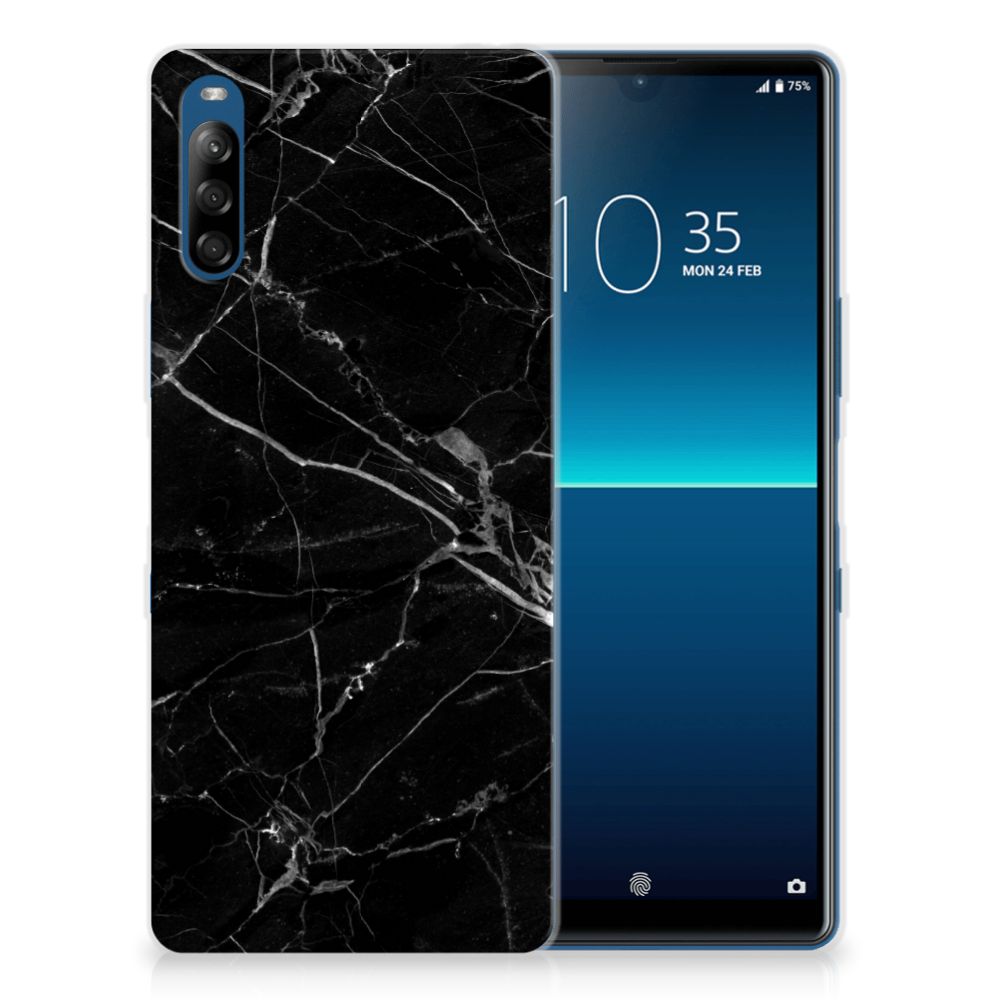 Sony Xperia L4 TPU Siliconen Hoesje Marmer Zwart - Origineel Cadeau Vader