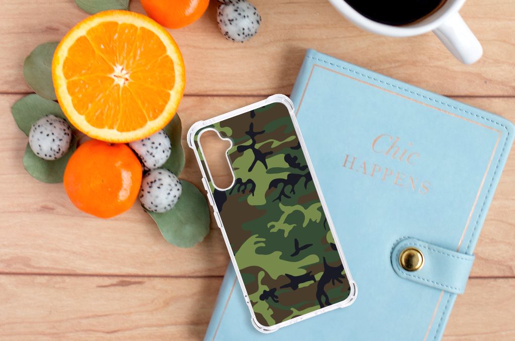 Samsung Galaxy A34 Doorzichtige Silicone Hoesje Army Dark B2C Telecom