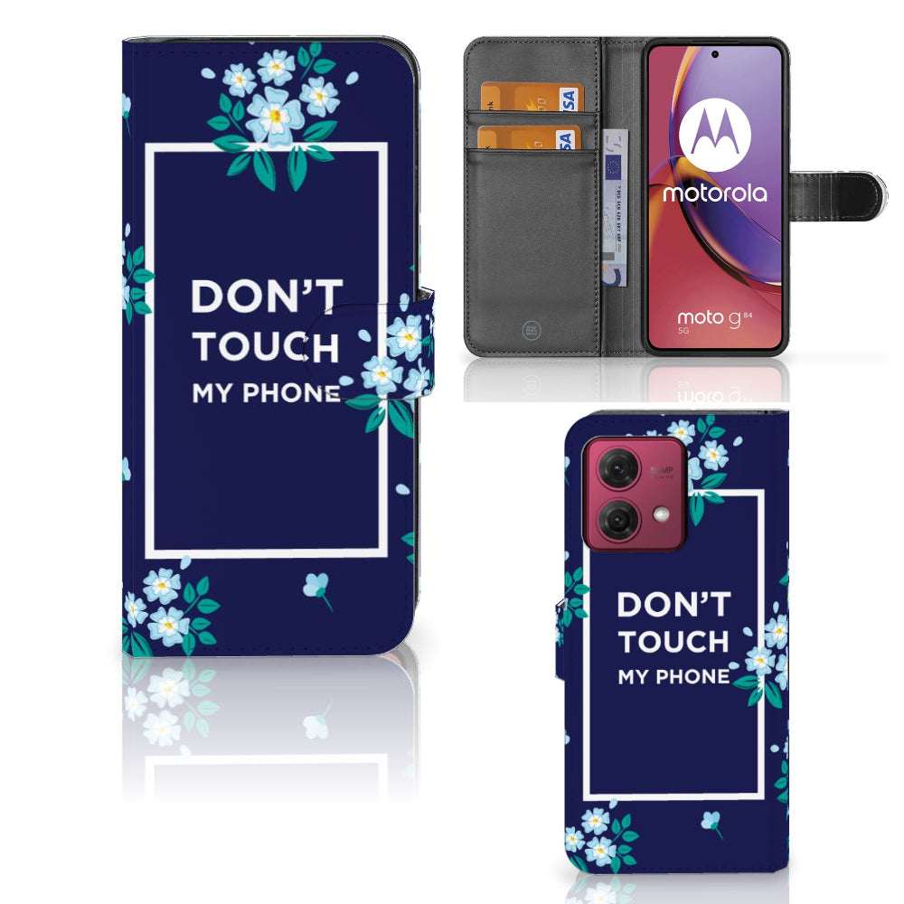 Motorola Moto G84 Portemonnee Hoesje Flowers Blue DTMP