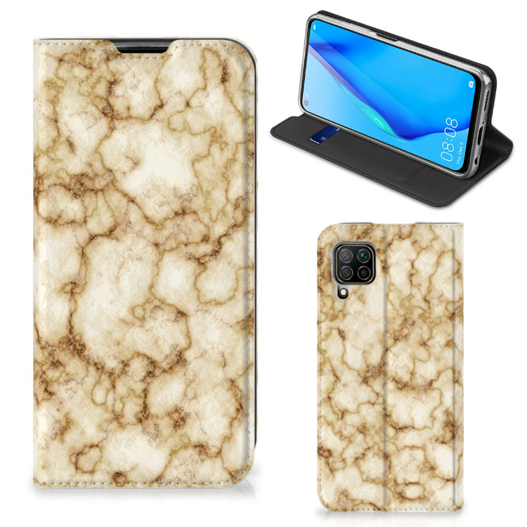 Huawei P40 Lite Standcase Marmer Goud - B2C Telecom
