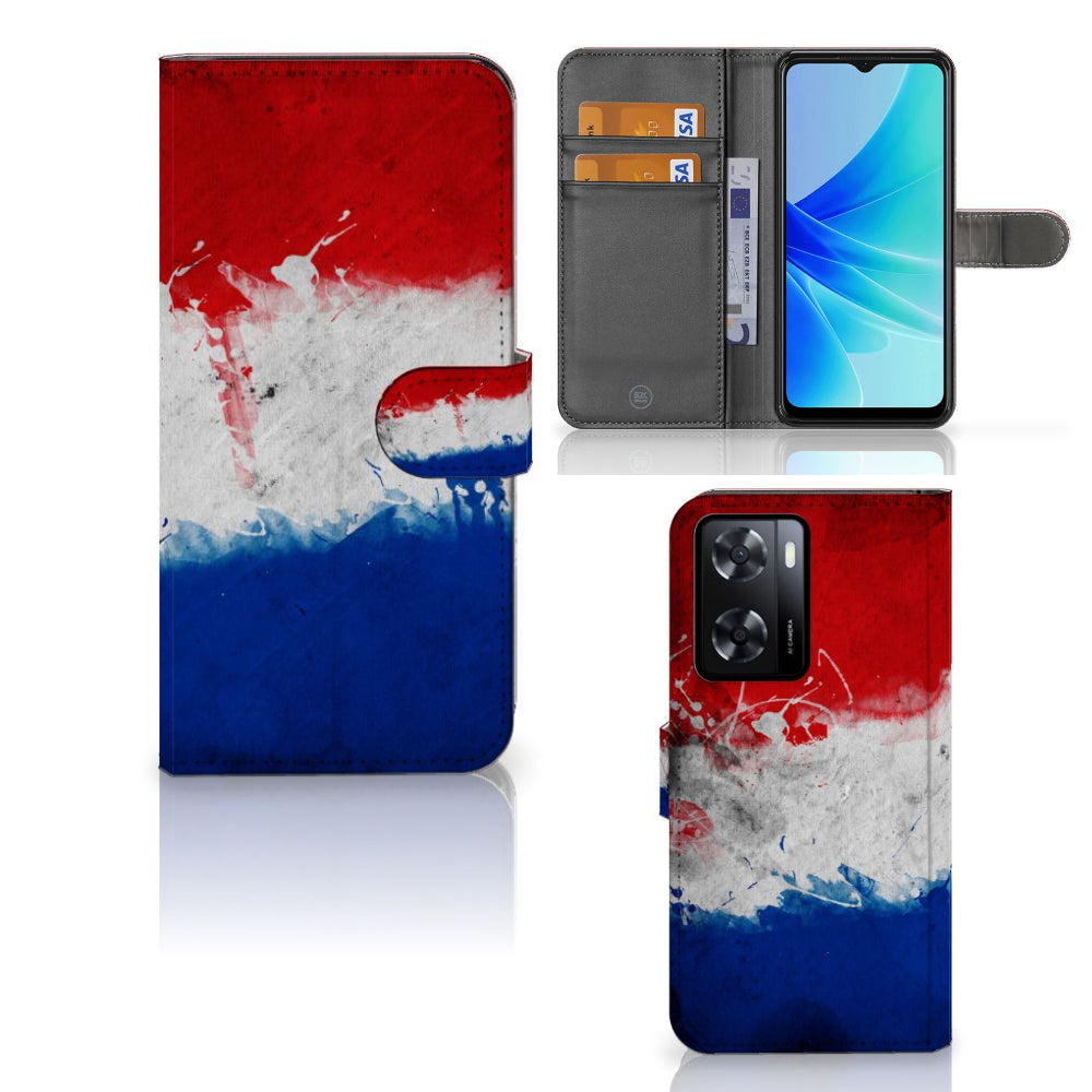 PPO A57 | A57s | A77 4G Bookstyle Case Nederland met artistiek design van de Nederlandse vlag.