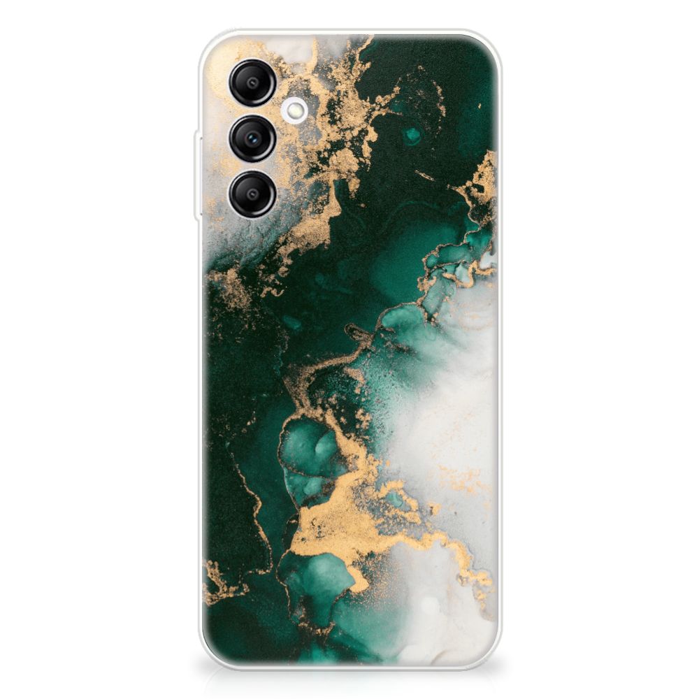 TPU Siliconen Hoesje voor Samsung Galaxy A14 5G Marmer Groen met goud en groene marmerdesign