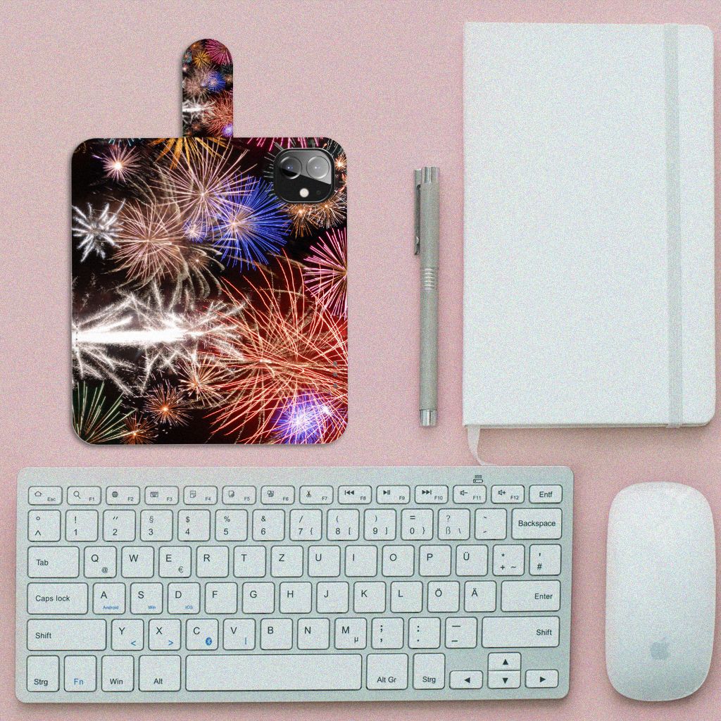 Apple iPhone 12 Mini Wallet Case met Pasjes Vuurwerk