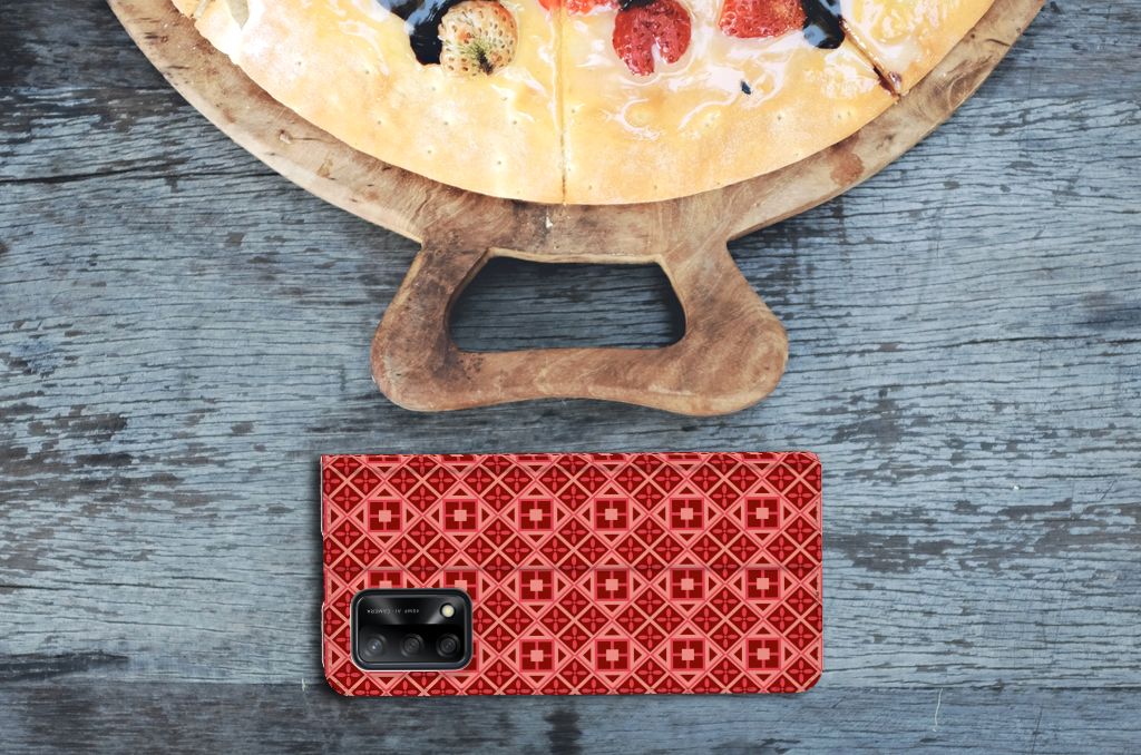 OPPO A74 4G Hoesje met Magneet Batik Rood - B2C Telecom