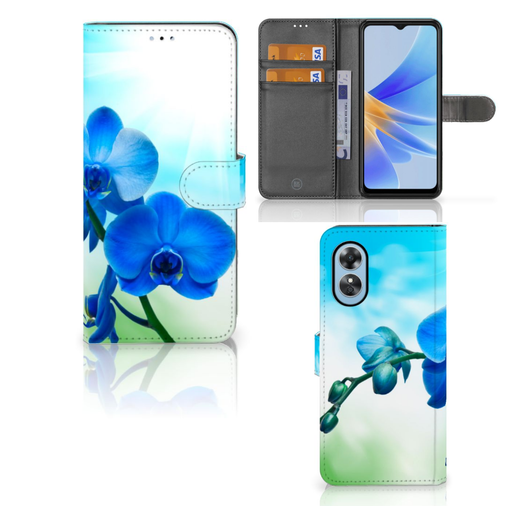 OPPO A17 Hoesje Orchidee Blauw - Cadeau voor je Moeder
