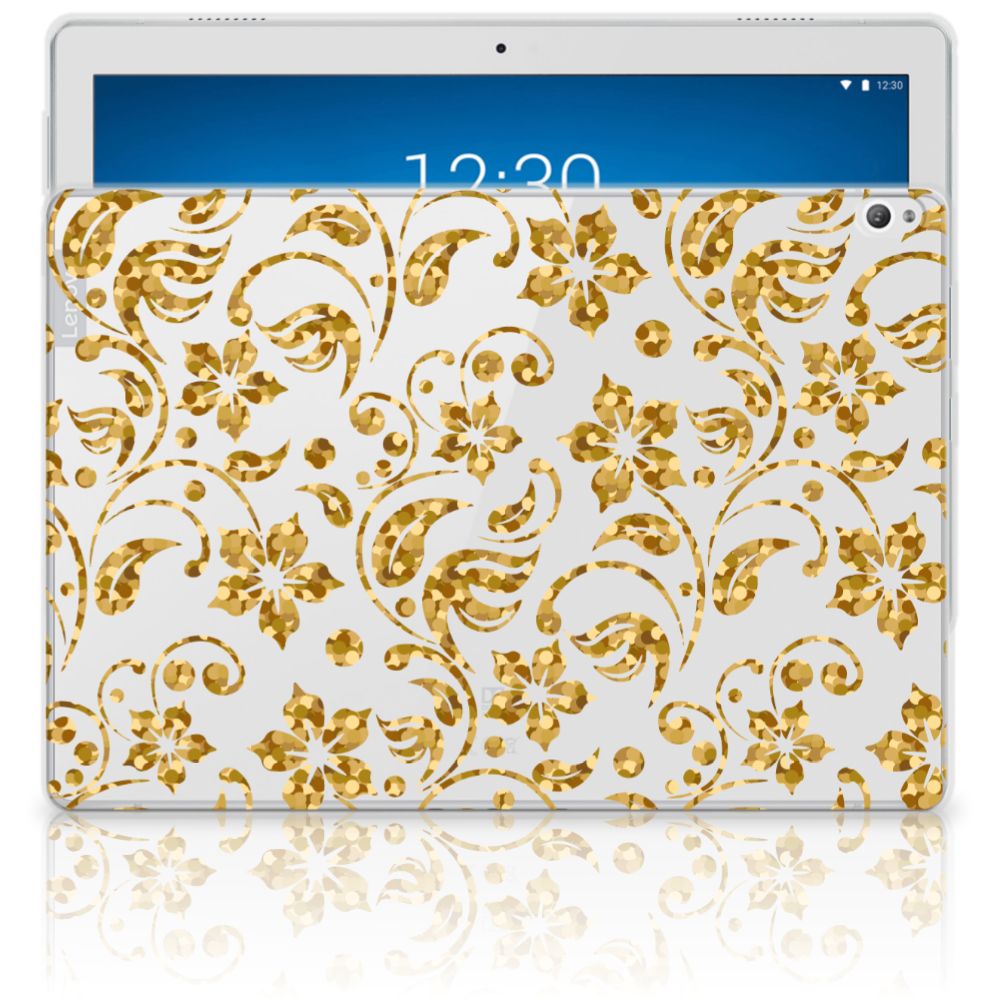 Lenovo Tab P10 Siliconen Hoesje Gouden Bloemen