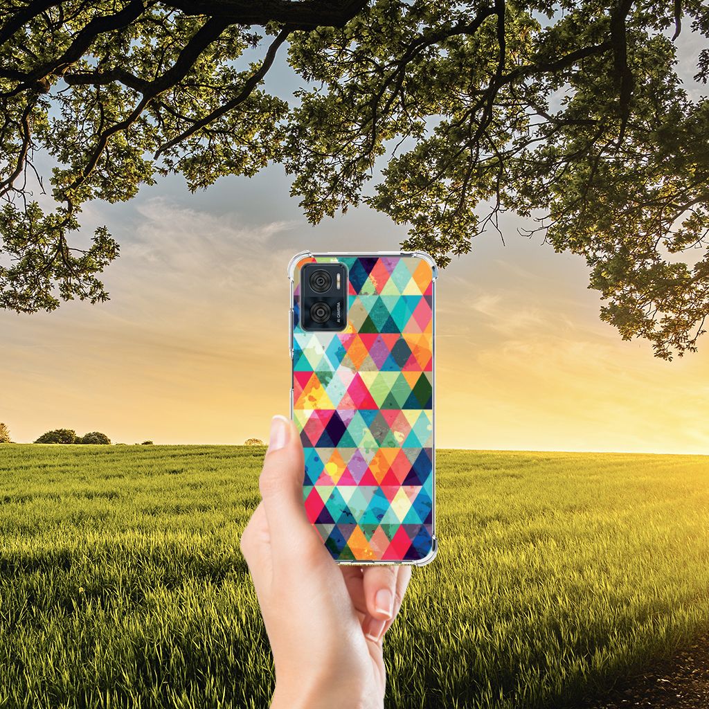 Motorola Moto E22 | E22i Doorzichtige Silicone Hoesje Geruit B2C Telecom