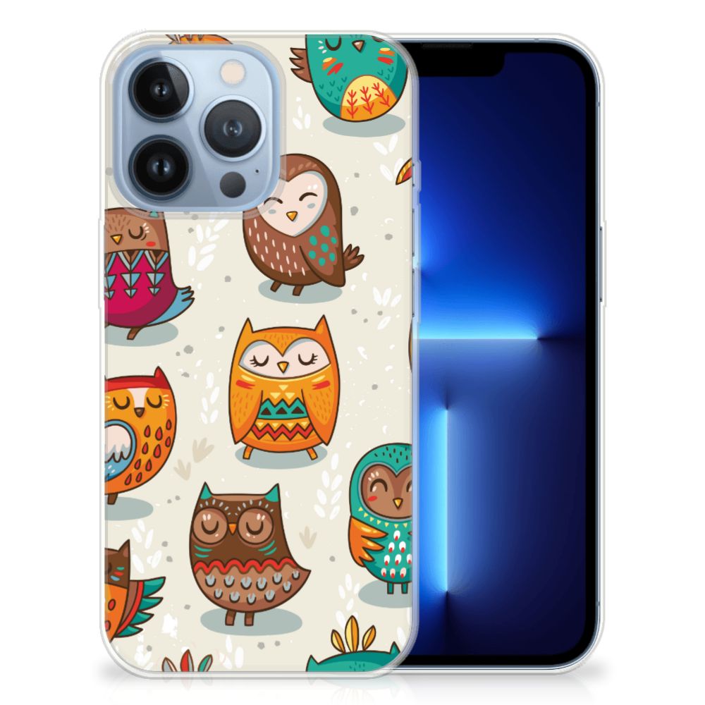 Apple iPhone 13 Pro TPU Hoesje Vrolijke Uilen