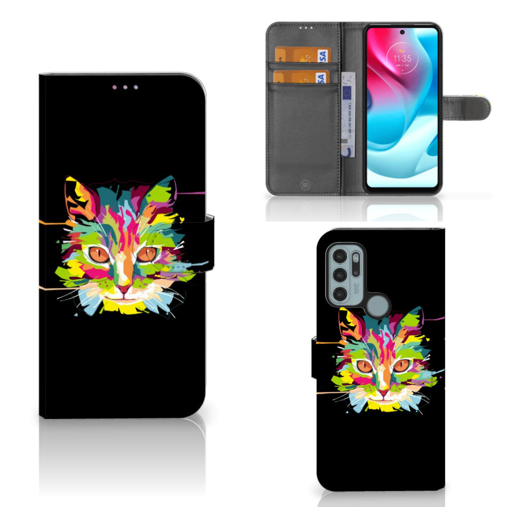 Motorola Moto G60s Leuk Hoesje Cat Color