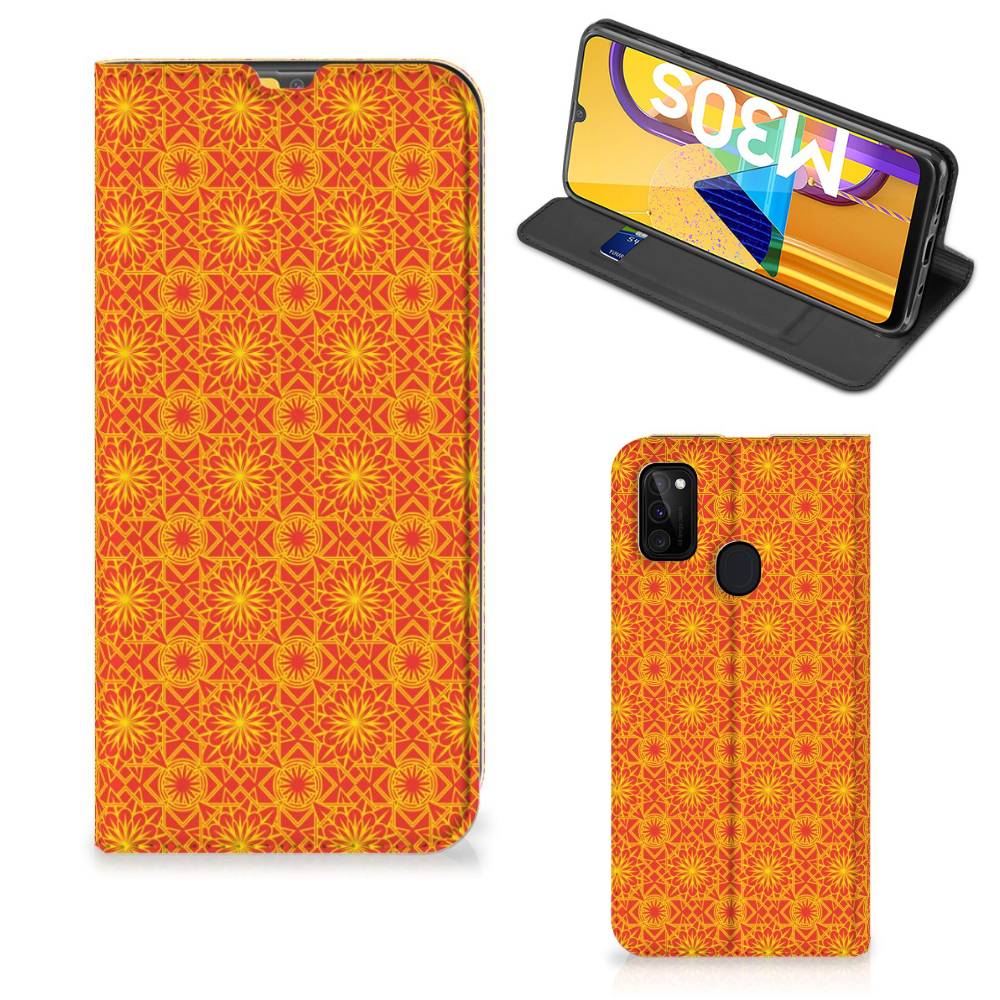 Samsung Galaxy M30s | M21 Hoesje met Magneet Batik Oranje - B2C Telecom