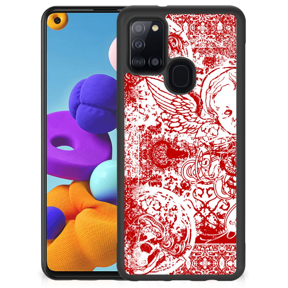 Mobiel Case Samsung Galaxy A21s Angel Skull Rood