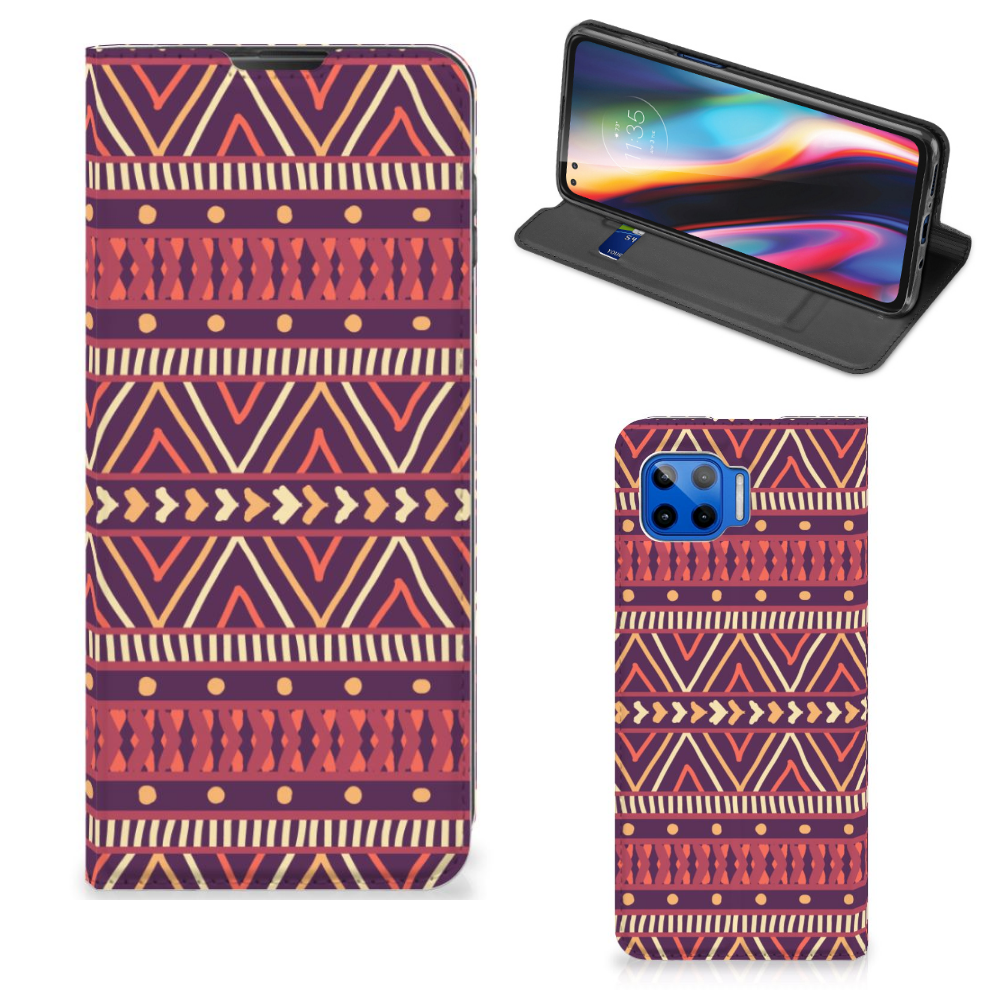 Motorola Moto G 5G Plus Hoesje met Magneet Aztec Paars - B2C Telecom