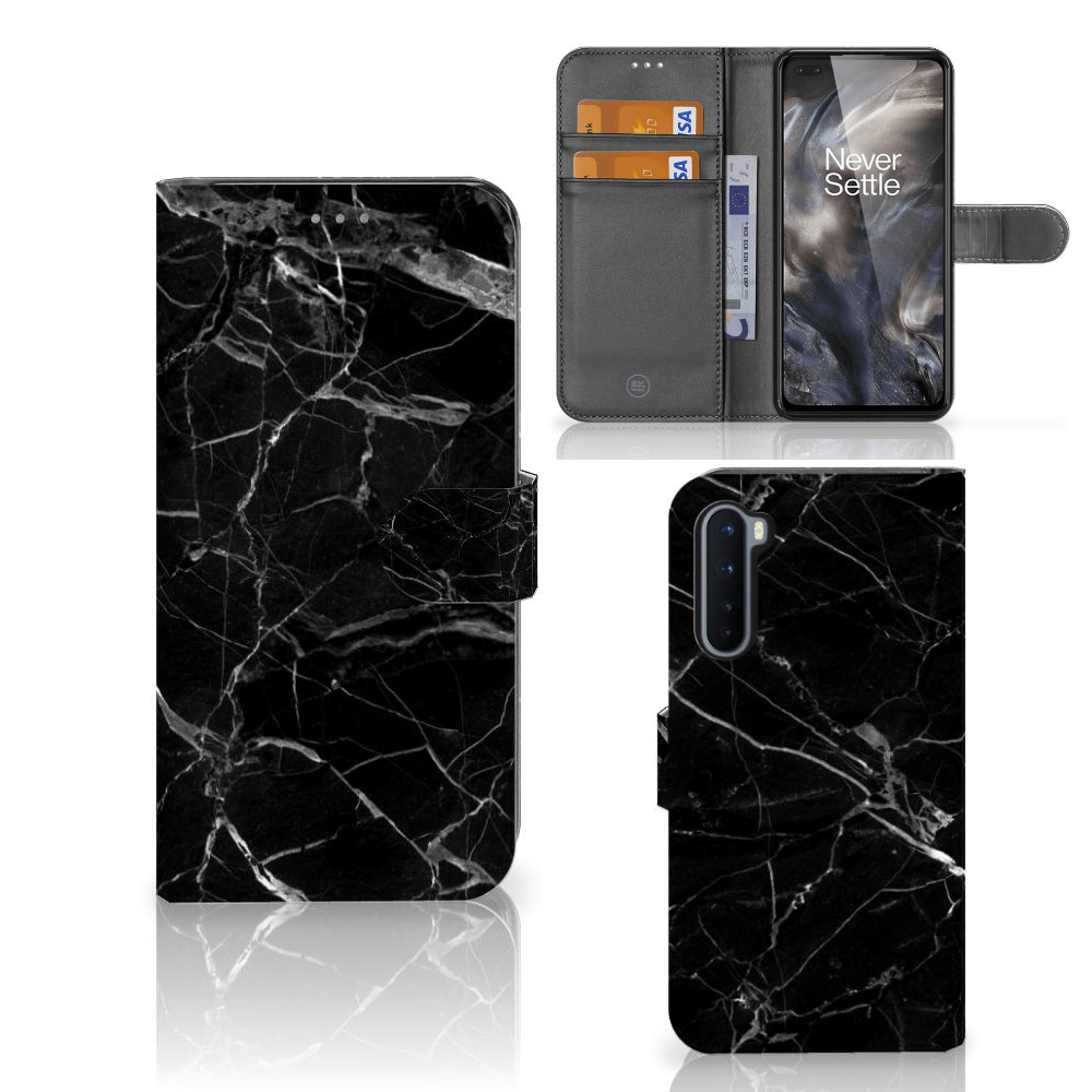 OnePlus Nord Bookcase Marmer Zwart - Origineel Cadeau Vader