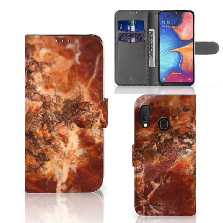 Samsung Galaxy A20e Bookcase Marmer Bruin