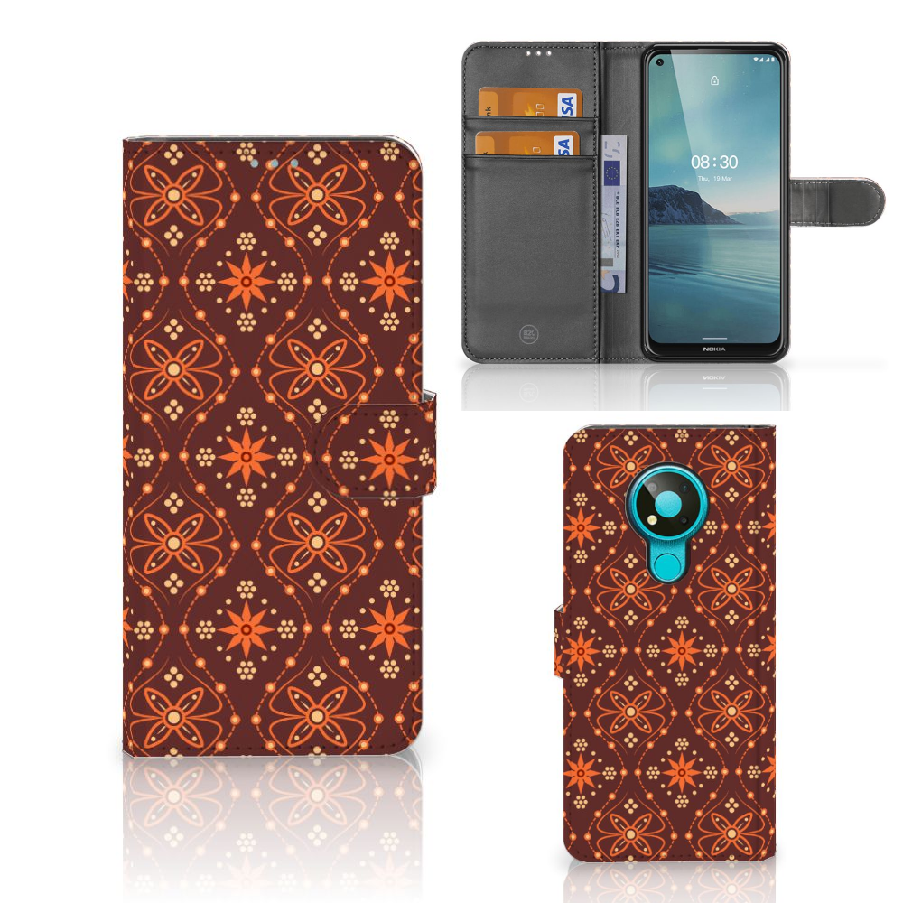 Nokia 3.4 Telefoon Hoesje Batik Brown