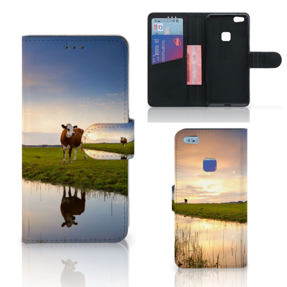 Huawei P10 Lite Telefoonhoesje met Pasjes Koe