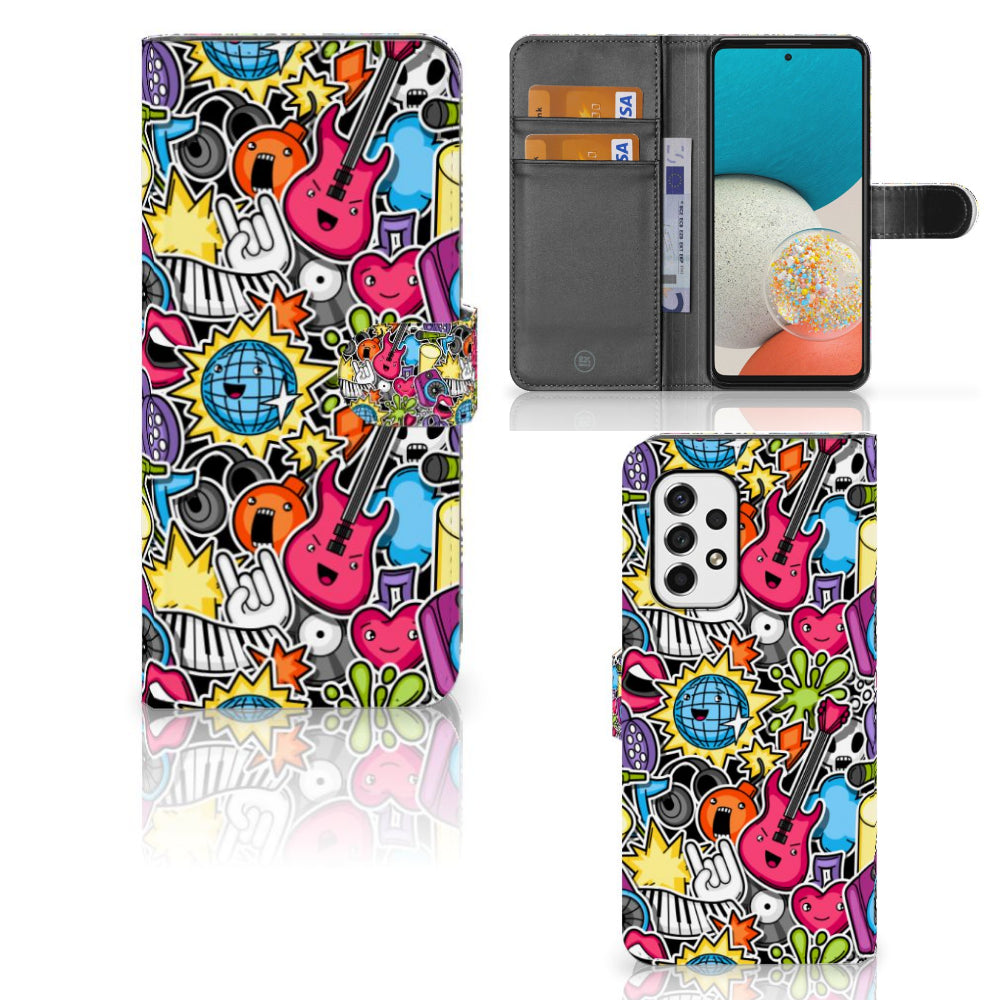 Samsung Galaxy A53 Wallet Case met Pasjes Punk Rock