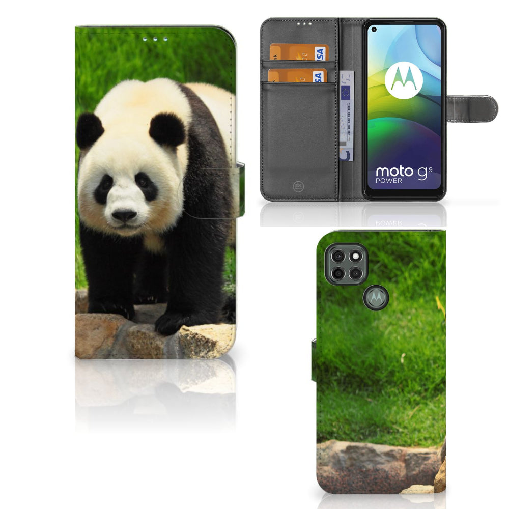 Motorola Moto G9 Power Telefoonhoesje met Pasjes Panda