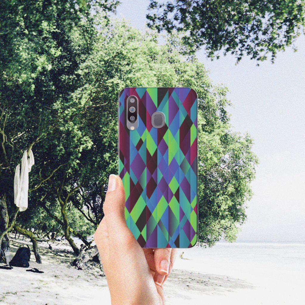 Samsung Galaxy M30 TPU Hoesje Abstract Green Blue