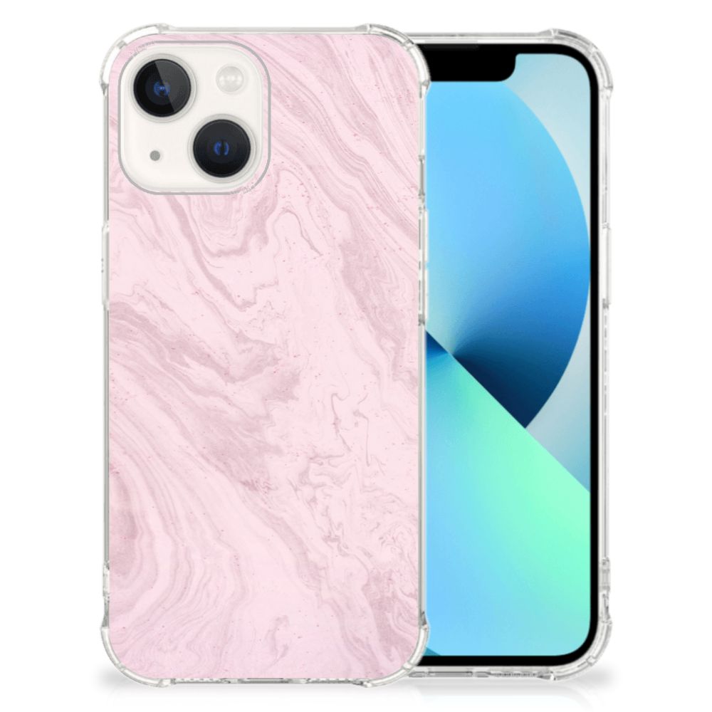 iPhone 13 Anti-Shock Hoesje Marble Pink - Origineel Cadeau Vriendin