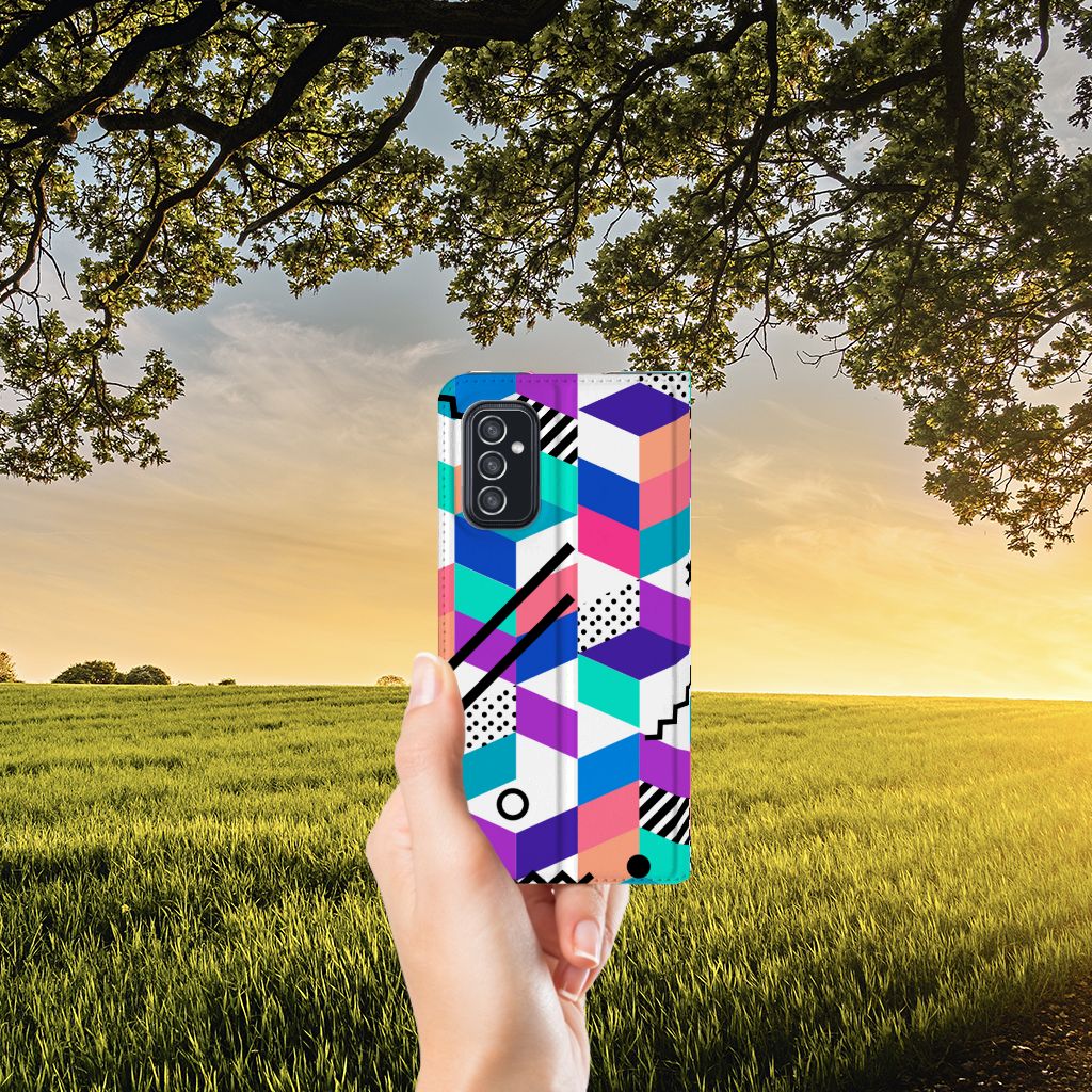 Samsung Galaxy M52 Stand Case Blokken Kleurrijk - B2C Telecom