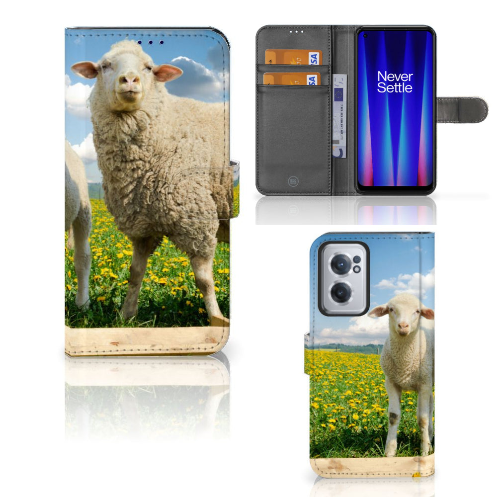 OnePlus Nord CE 2 Telefoonhoesje met Pasjes Schaap en Lammetje