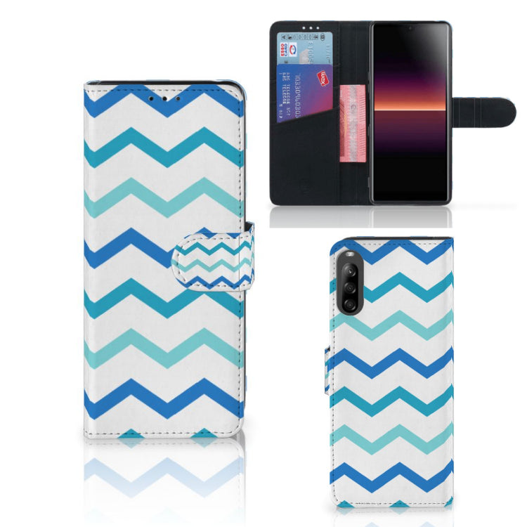 Sony Xperia L4 Telefoon Hoesje Zigzag Blauw