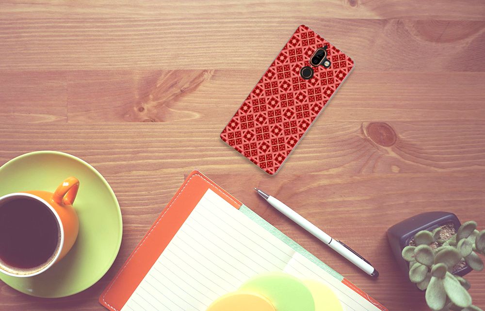 Nokia 7 Plus TPU bumper Batik Rood