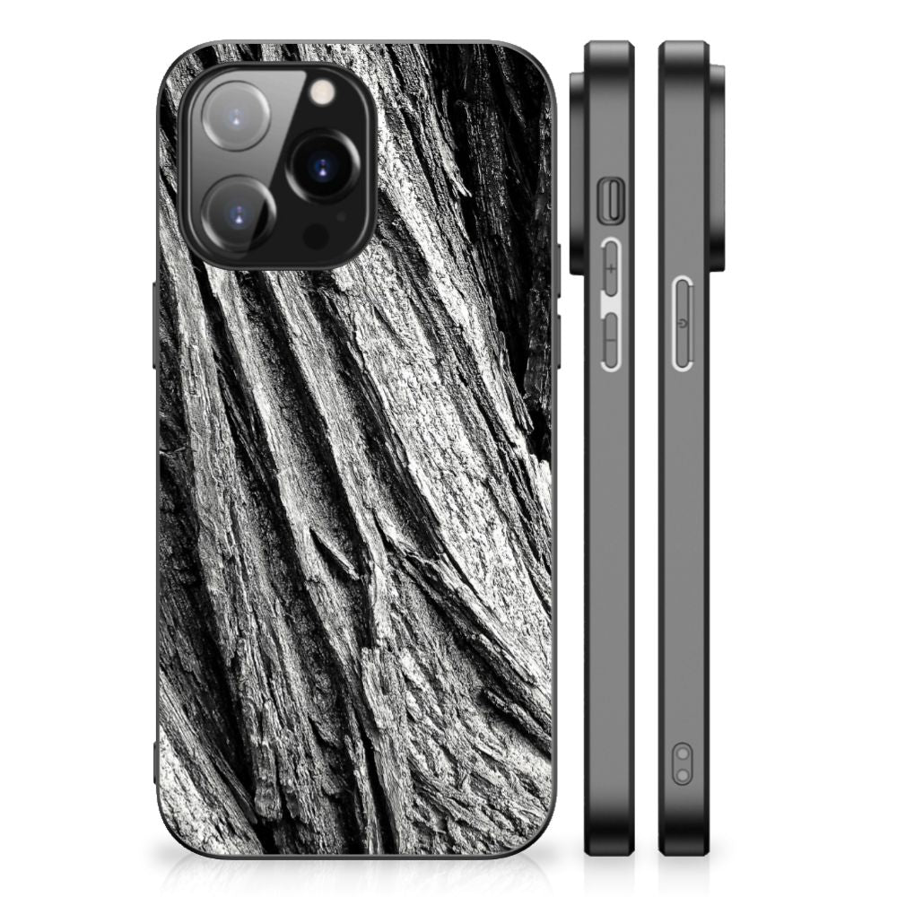 Houten Print Telefoonhoesje iPhone 14 Pro Max Boomschors Grijs