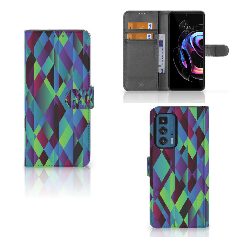 Motorola Edge 20 Pro Book Case Abstract Green Blue