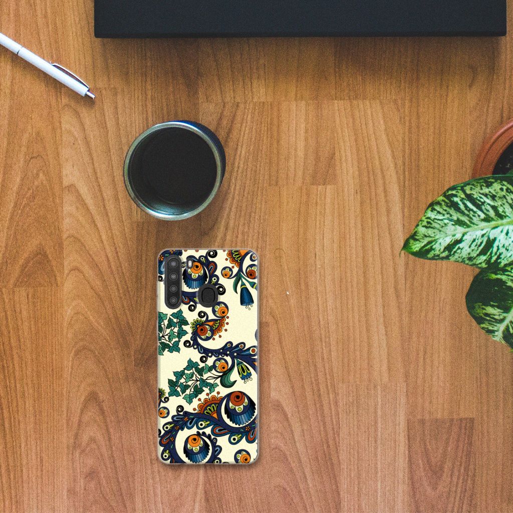 Siliconen Hoesje Samsung Galaxy A21 Barok Flower