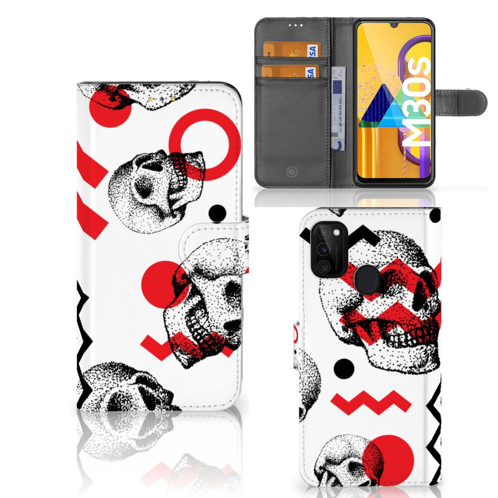Telefoonhoesje met Naam Samsung Galaxy M21 | M30s Skull Red