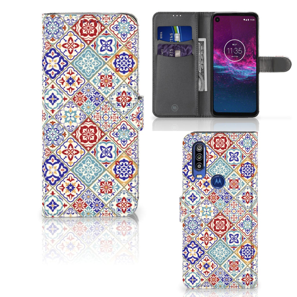 Motorola One Action Bookcase Tiles Color