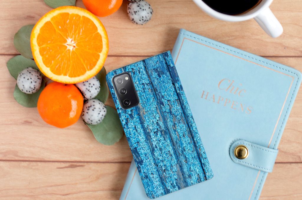 Samsung Galaxy S20 FE Book Wallet Case Wood Blue - B2C Telecom