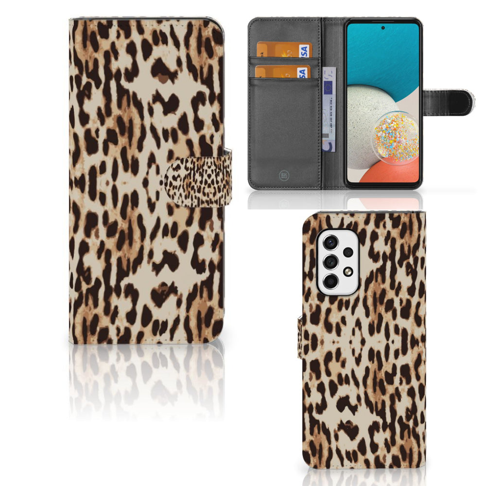 Samsung Galaxy A53 Telefoonhoesje met Pasjes Leopard