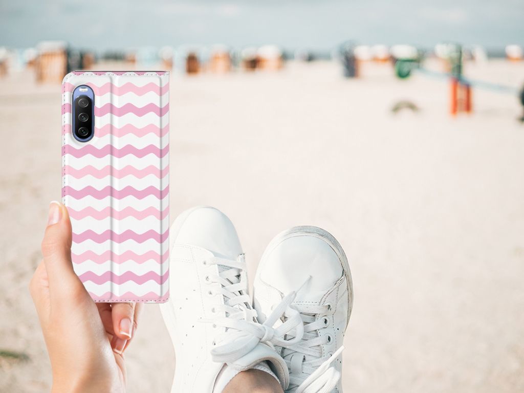 Sony Xperia 10 III Hoesje met Magneet Waves Roze - B2C Telecom