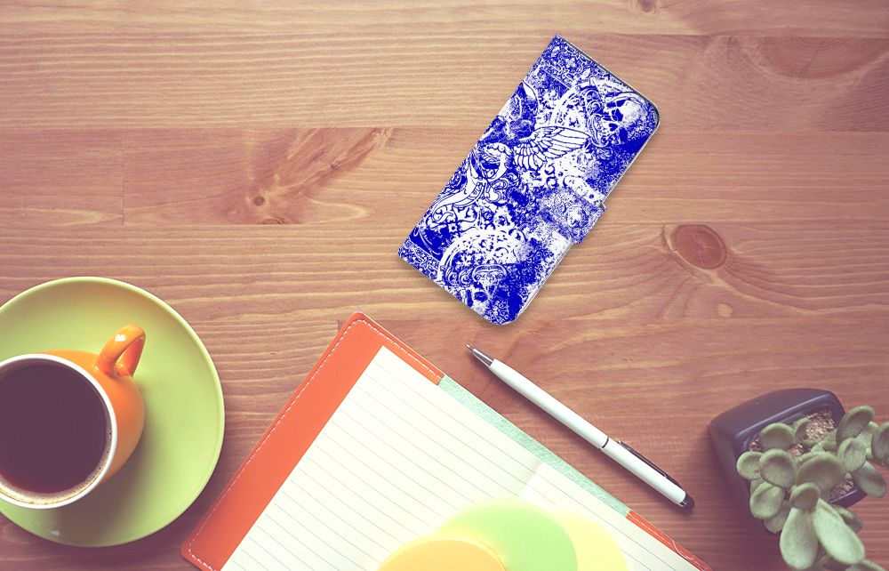 Telefoonhoesje met Naam Samsung Galaxy A31 Angel Skull Blauw