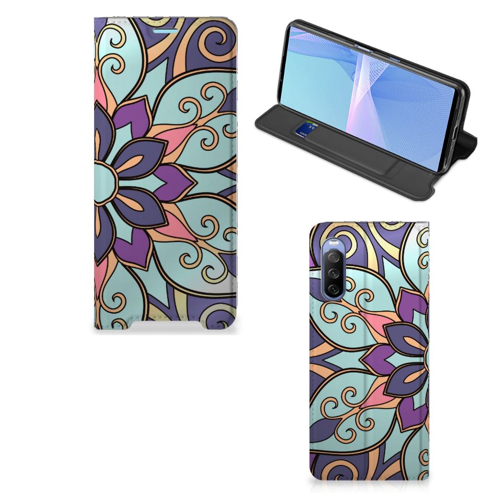 Sony Xperia 10 III Smart Cover Purple Flower - B2C Telecom