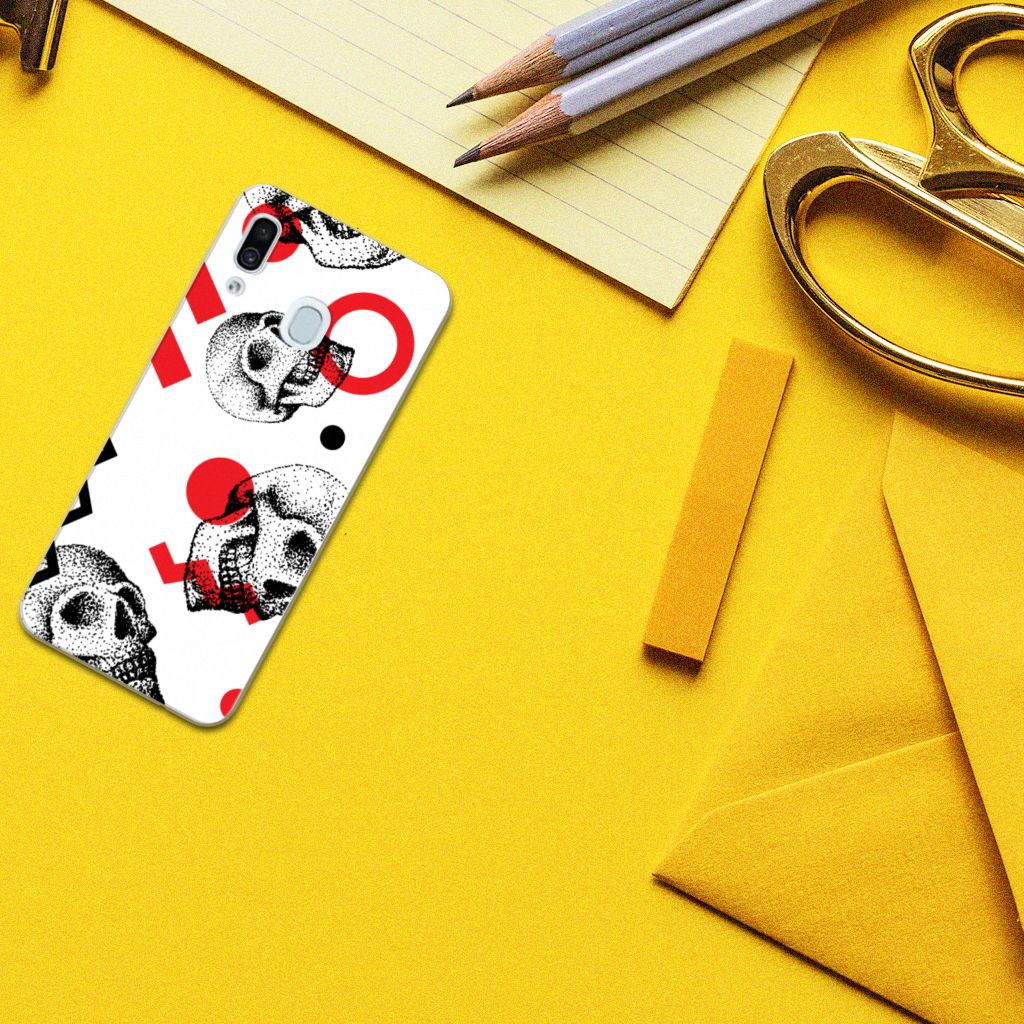 Silicone Back Case Samsung Galaxy A30 Skull Red