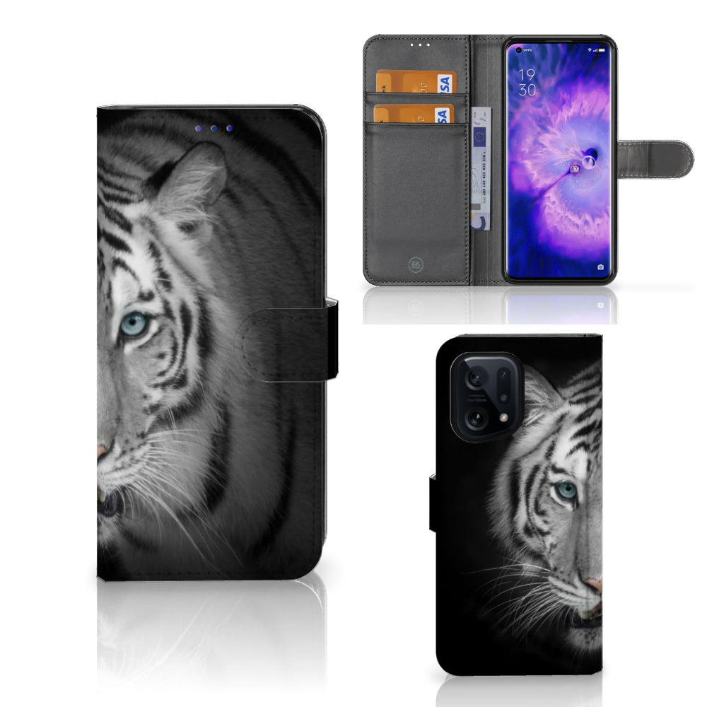 OPPO Find X5 Telefoonhoesje met Pasjes Tijger
