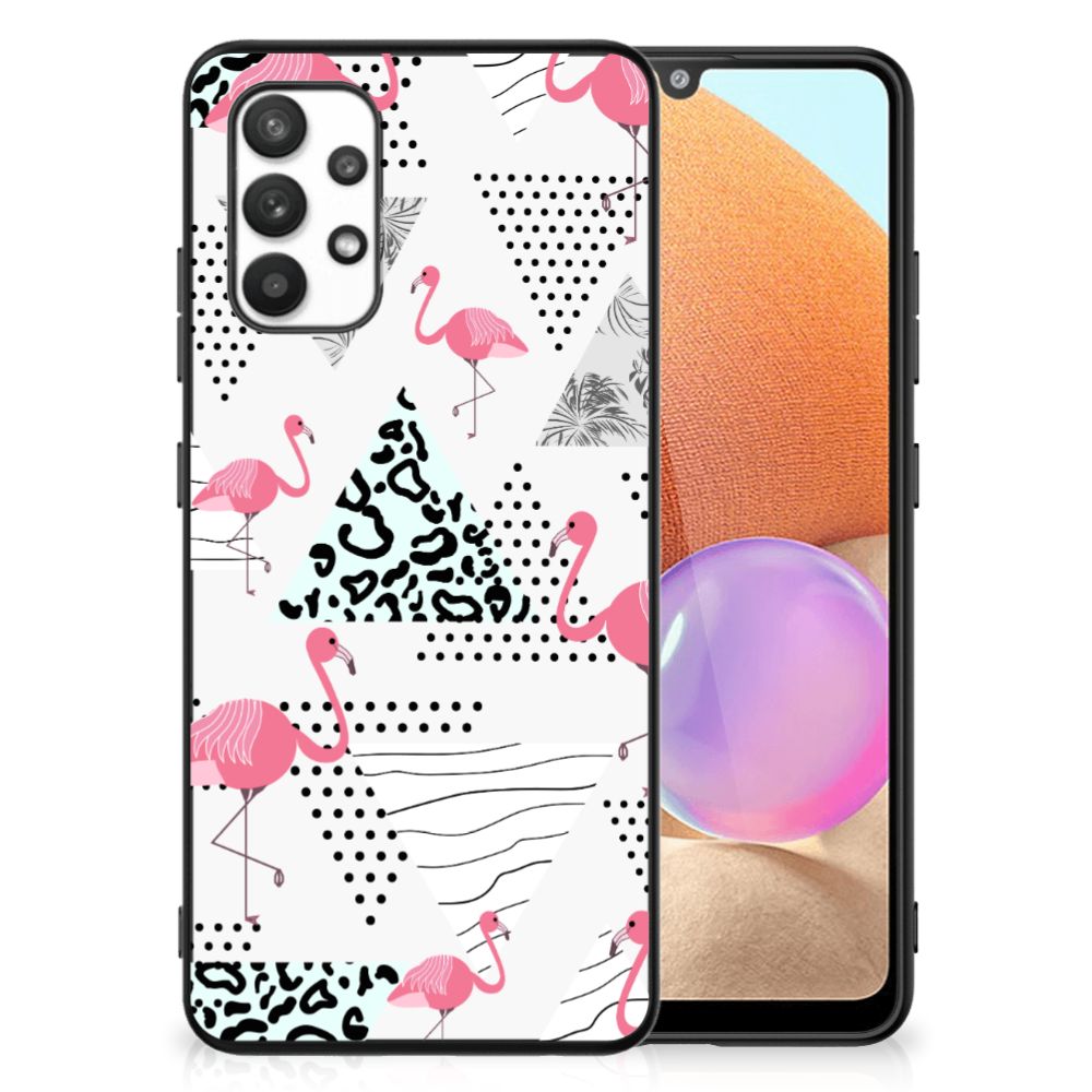 Samsung Galaxy A32 4G | A32 5G Enterprise Editie Dierenprint Telefoonhoesje Flamingo Triangle B2C Telecom