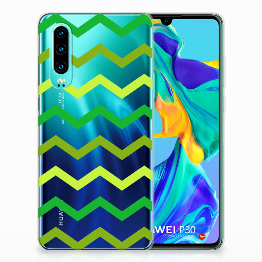Huawei P30 TPU bumper Zigzag Groen