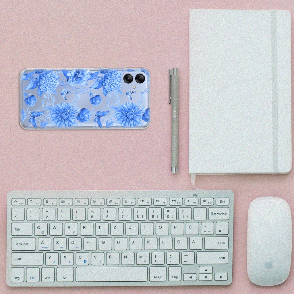 TPU Case voor Samsung Galaxy A04e Flowers Blue