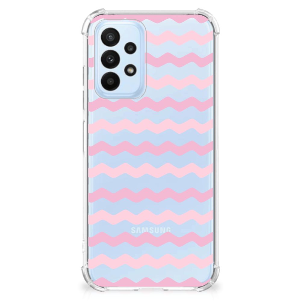Samsung Galaxy A23 Doorzichtige Silicone Hoesje Waves Roze - B2C Telecom