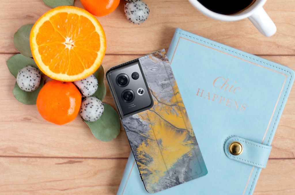 OPPO Reno8 Pro Standcase Marble Blue Gold - B2C Telecom
