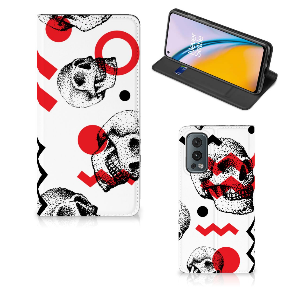 Mobiel BookCase OnePlus Nord 2 5G Skull Red - B2C Telecom