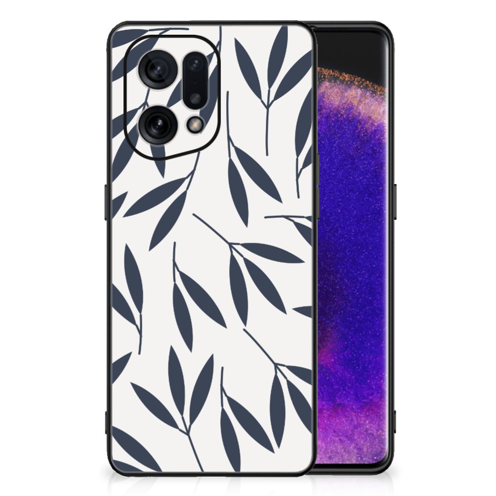 OPPO Find X5 Bloemen Hoesje Leaves Blue